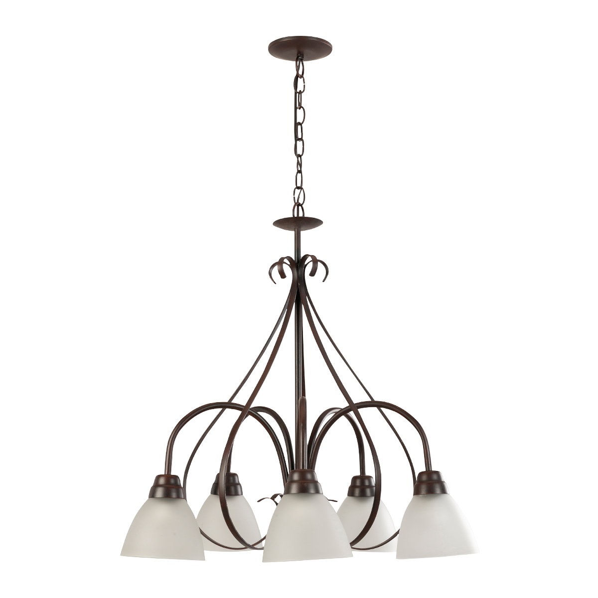 CFM5L/O-Candil suspendido de acero forjado y cristal terminado óxido.